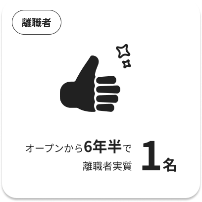 オープンから6年半で離職者実質1名